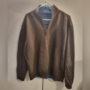 Tommy Bahama Mens Brown/Blue Medium 1/4 Zip Pullover